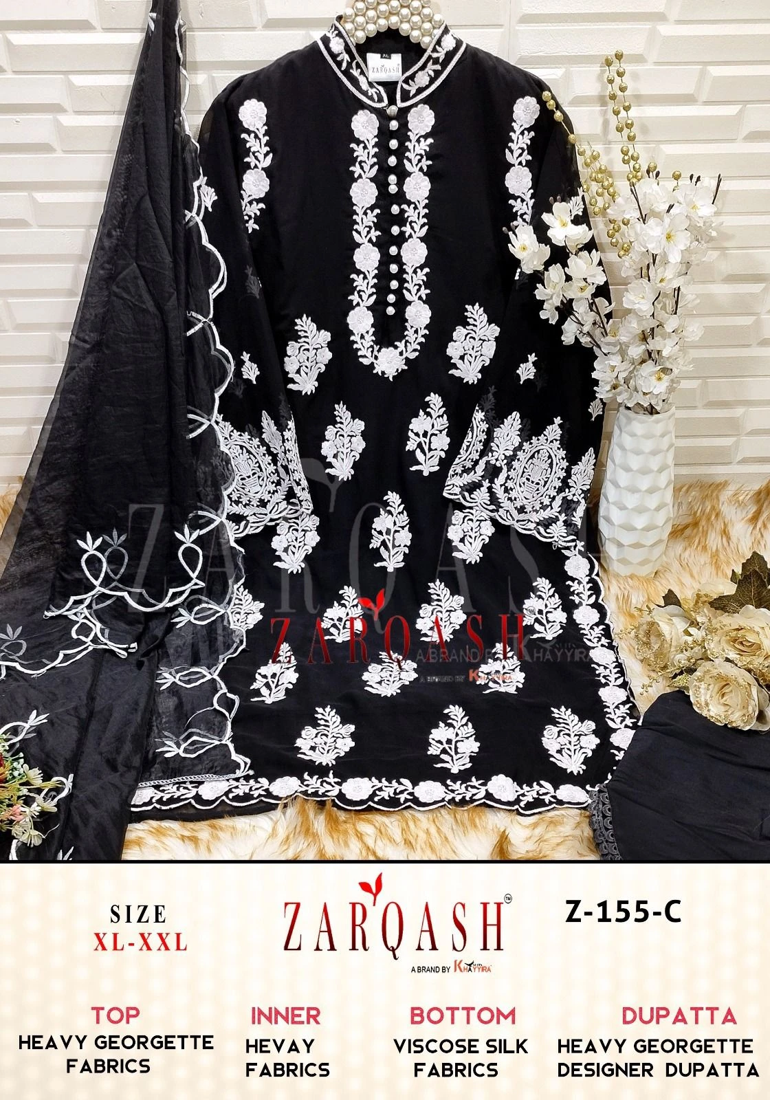 Zarqash Z 155 Foux Georgette Wholesale Pakistani Readymade Salwar Suit Catalog — Wholesale Pakistani Suits, MPA wholesale from Surat — view 5